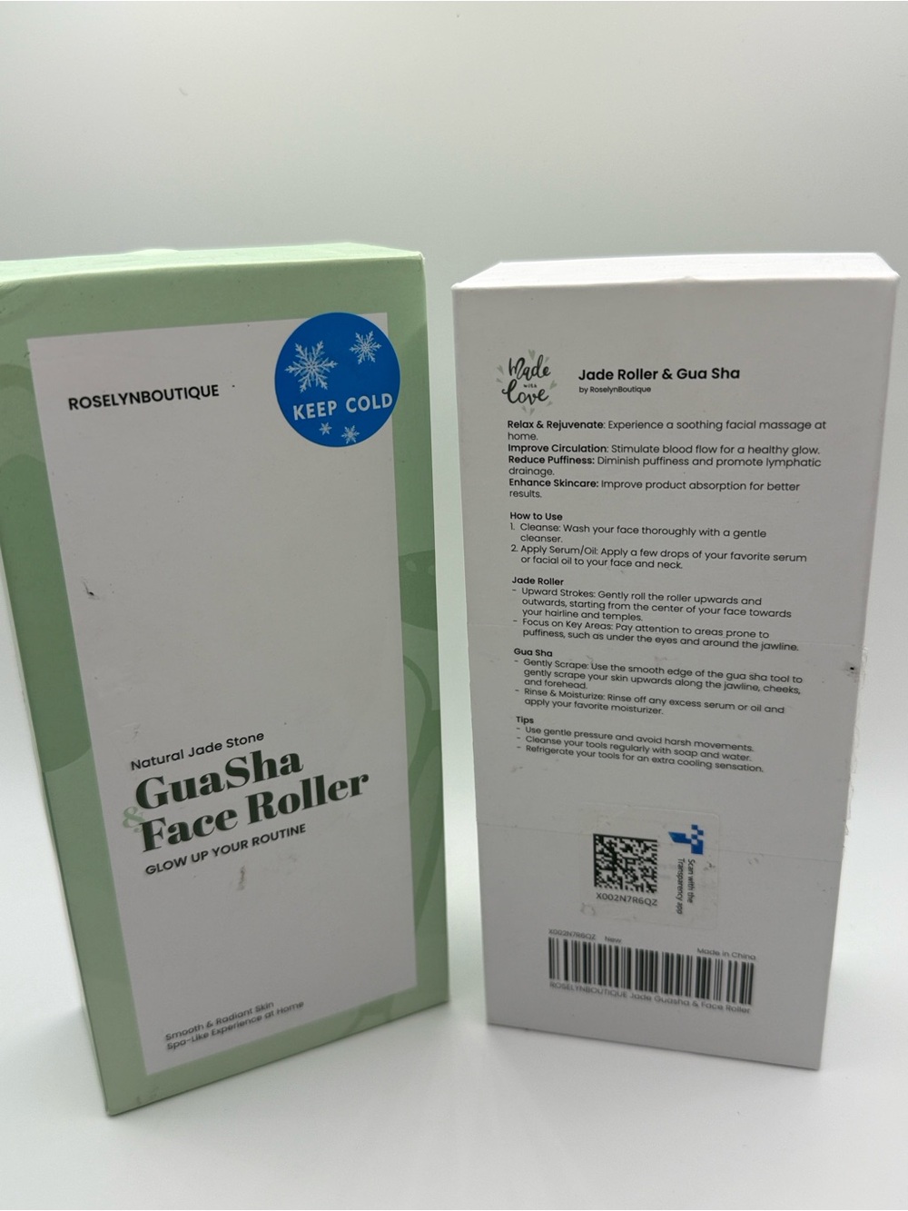 ROSELYNBOUTIQUE Natural Jade Stone Gua Sha Facial Tool - NIB - Picture 6 of 6